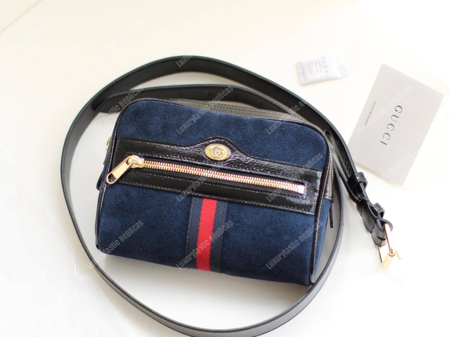 G*u*i ophidia suede small belt bag blue