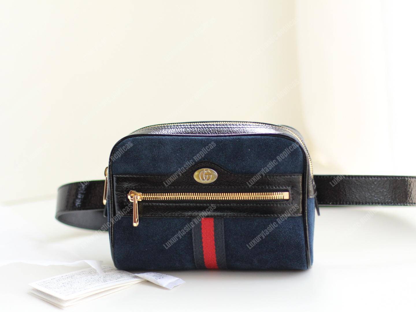 G*u*i ophidia suede small belt bag blue
