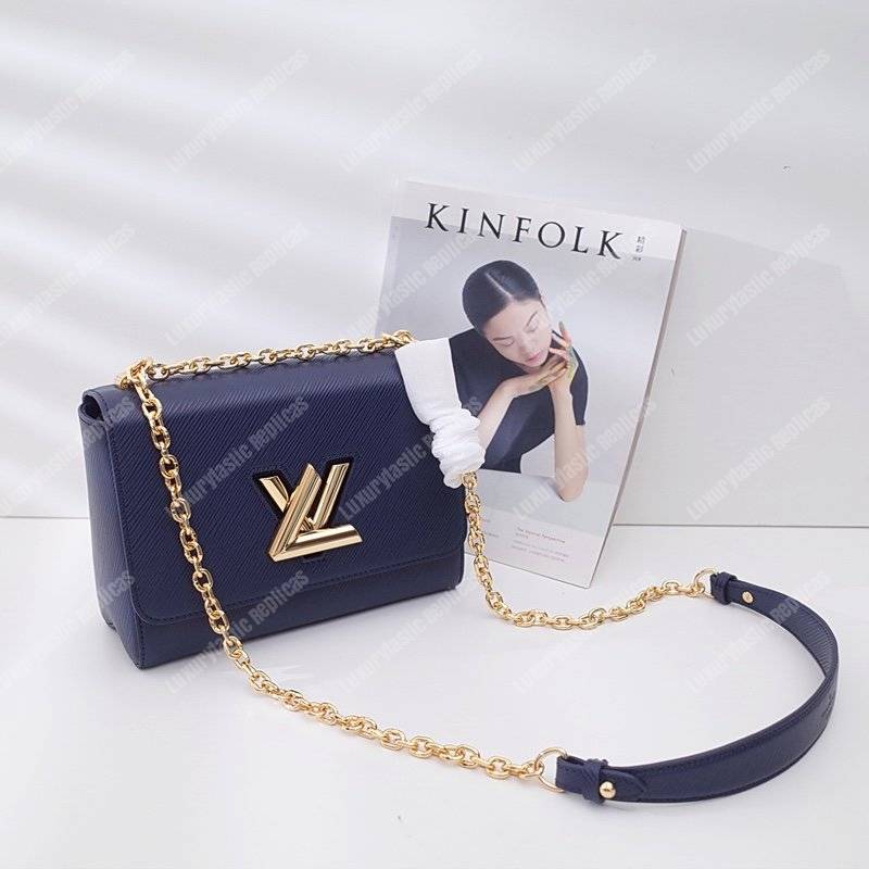 LV Twist MM Epi Leather Indigo Gold-Colored Lock