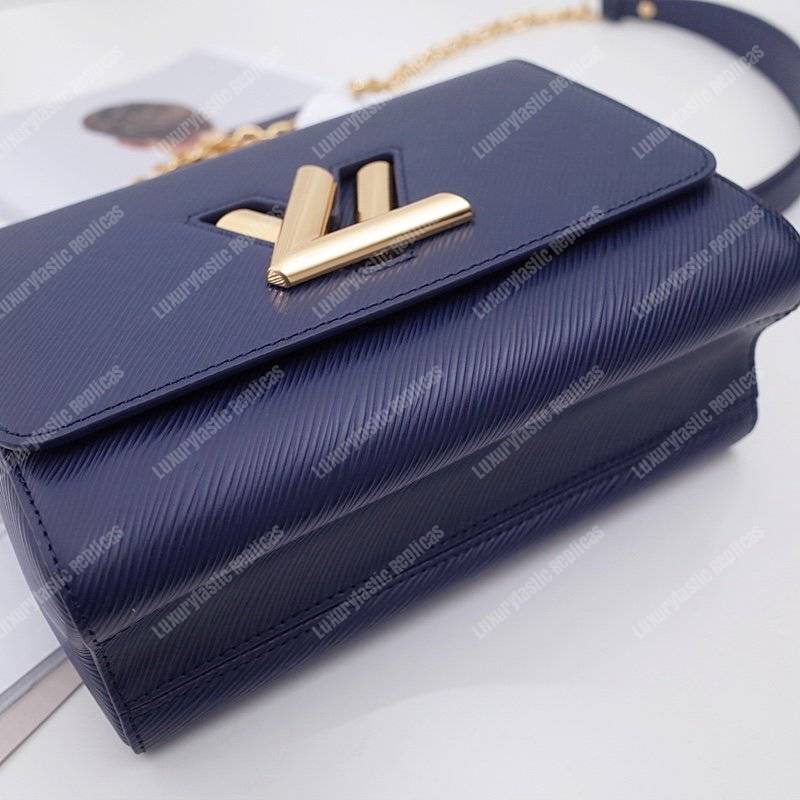 LV Twist MM Epi Leather Indigo Gold-Colored Lock