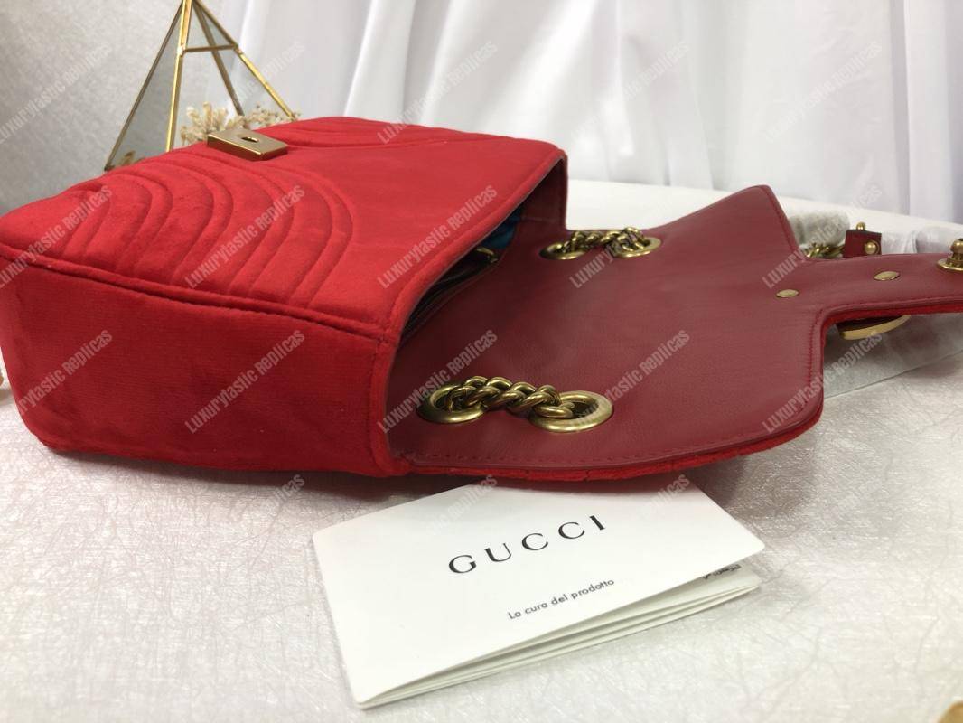 G*u*i gg marmont velvet shoulder bag red