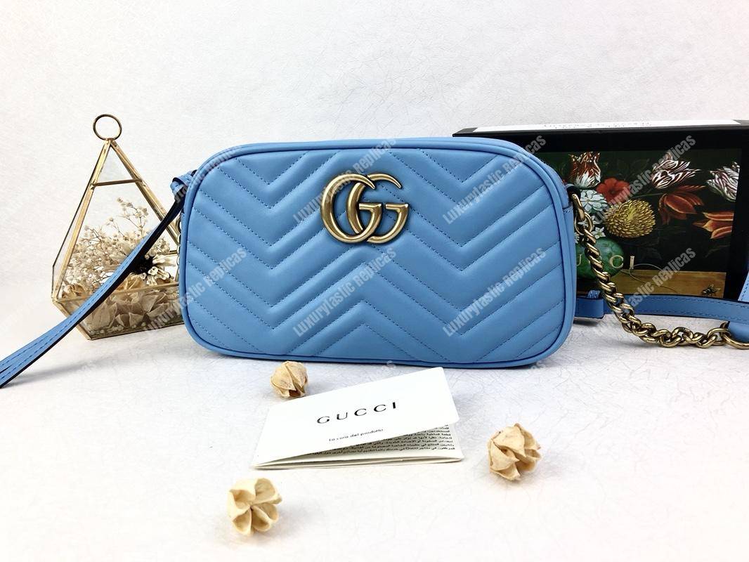 G*u*i gg marmont small matelassé shoulder bag light blue