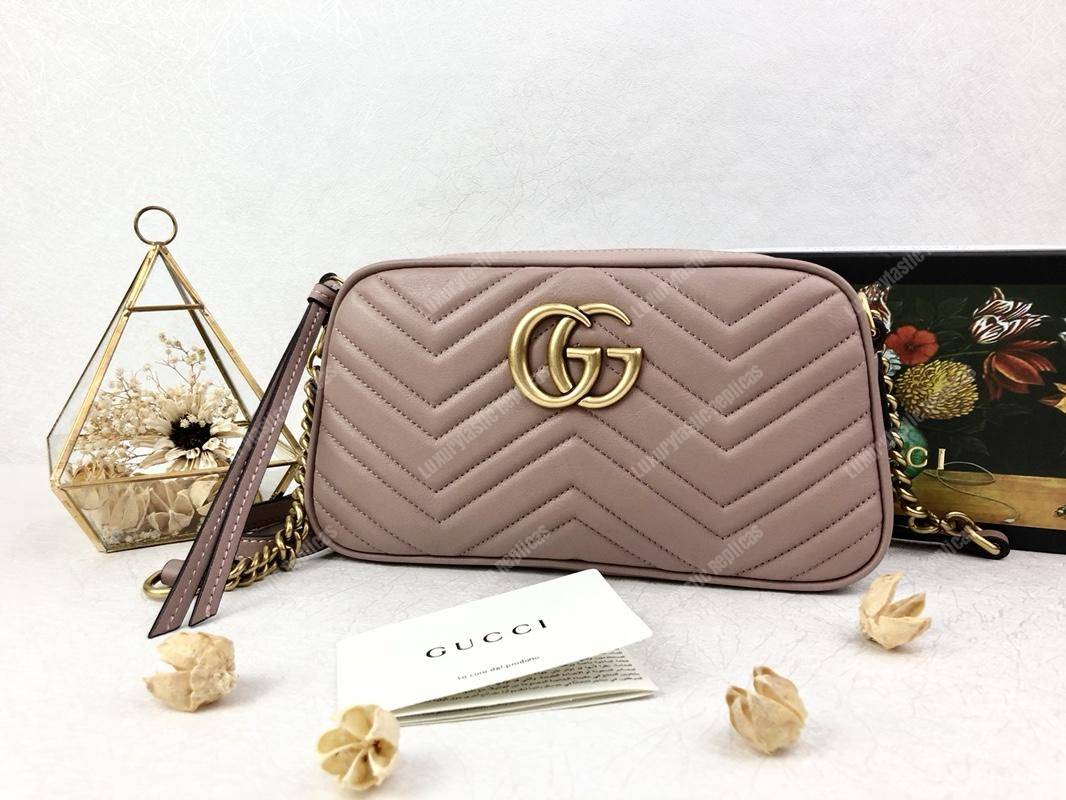 G*u*i gg marmont small matelassé shoulder bag dusty pink