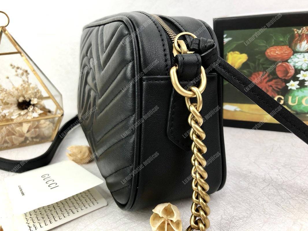 G*u*i gg marmont small matelassé shoulder bag black