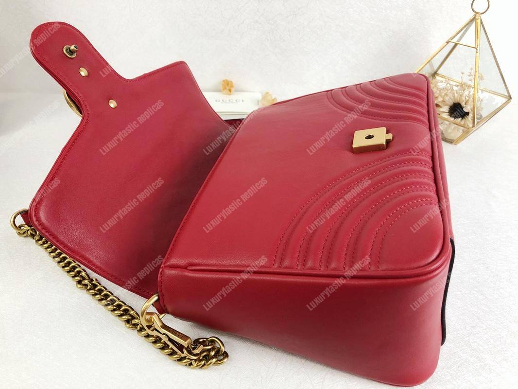 G*u*i gg marmont small top handle bag hibiscus red matelassé