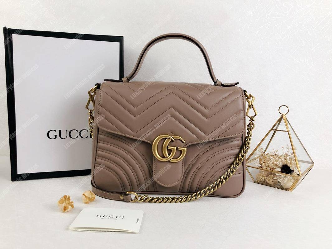 G*u*i gg marmont small top handle bag dusty pink matelasé
