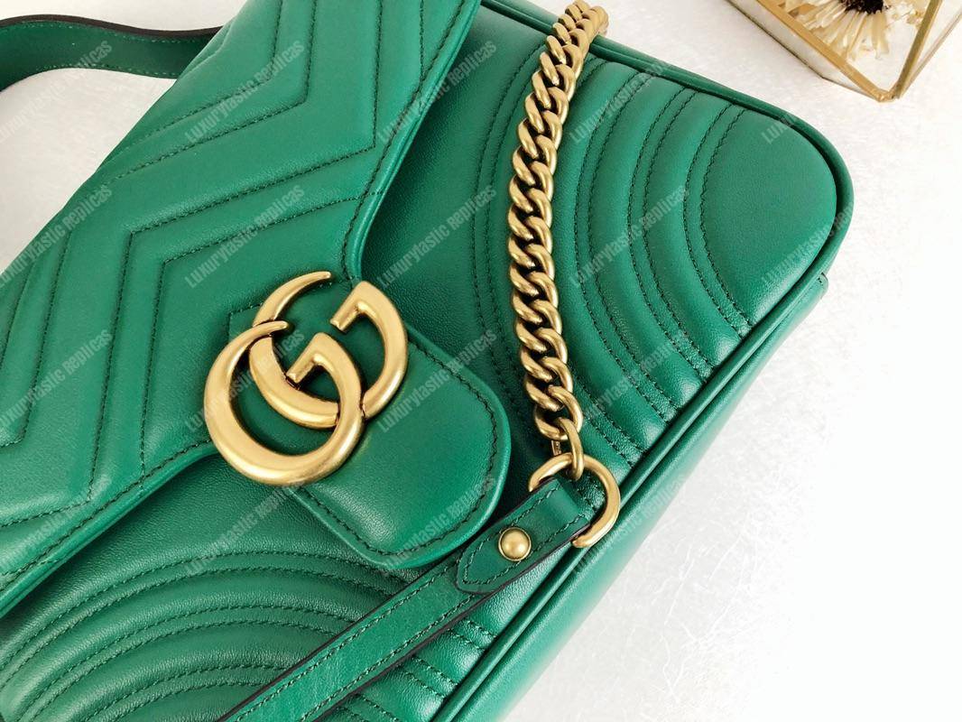 G*u*i gg marmont small top handle bag emerald matelassé