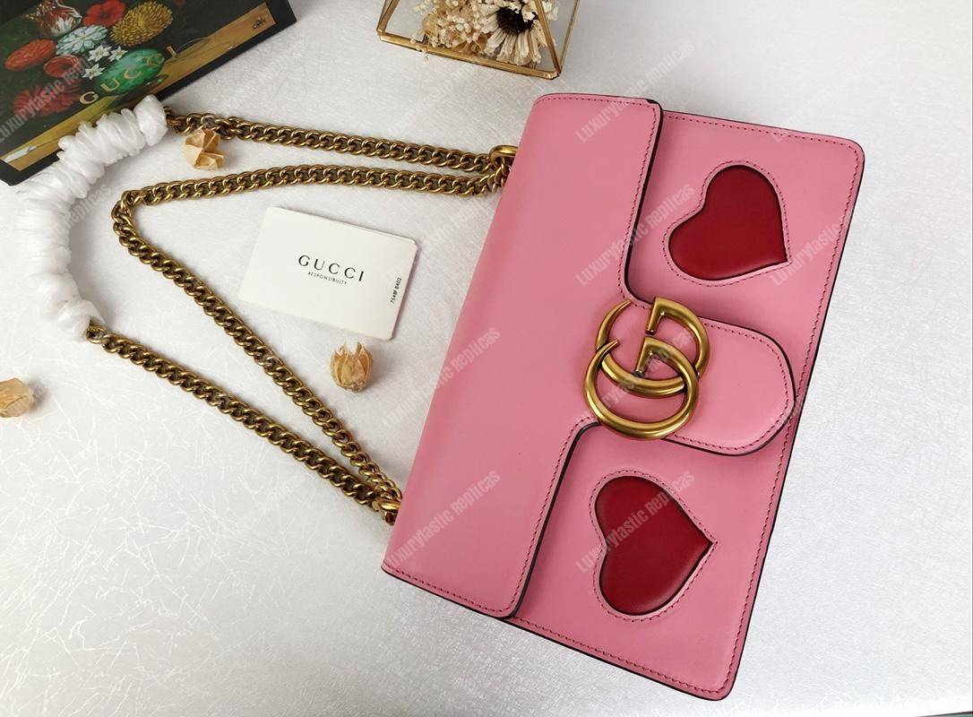 g*u*i gg marmont leather shoulder bag He**ts pink