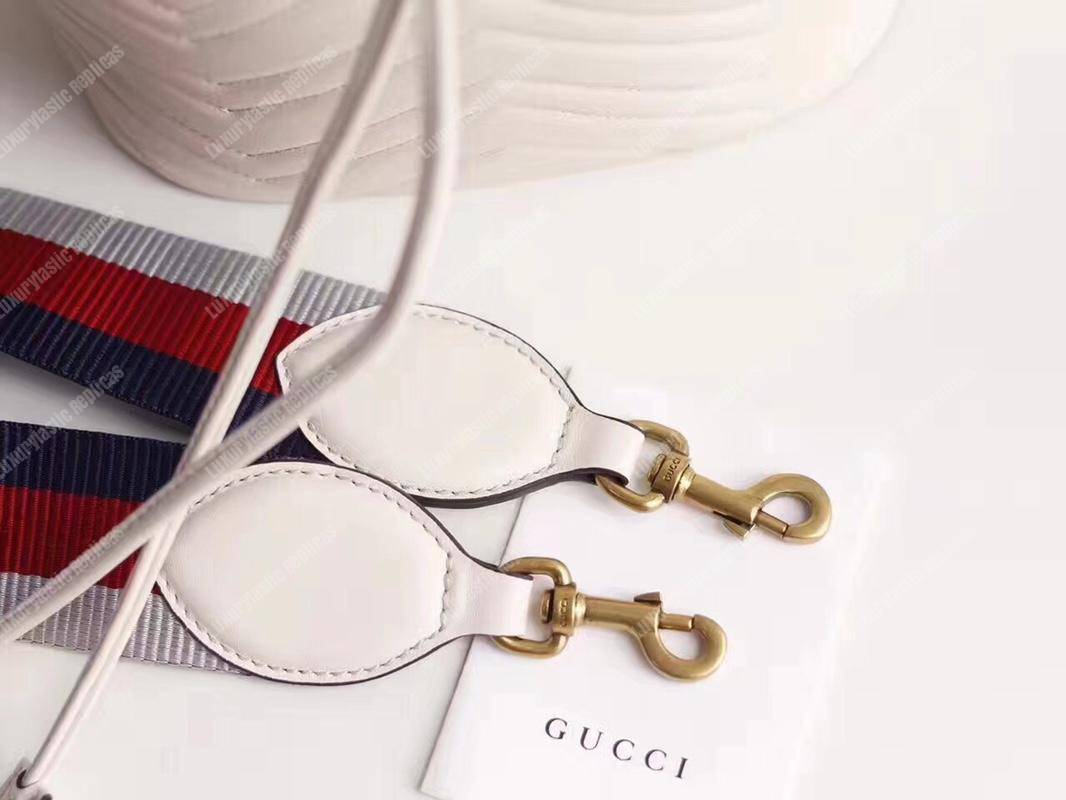 G*u*i gg marmont chevron leather bucket bag white