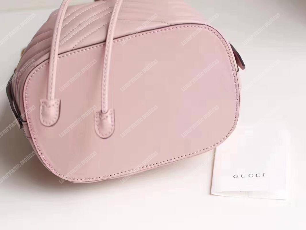 G*u*i gg marmont chevron leather bucket bag light pink