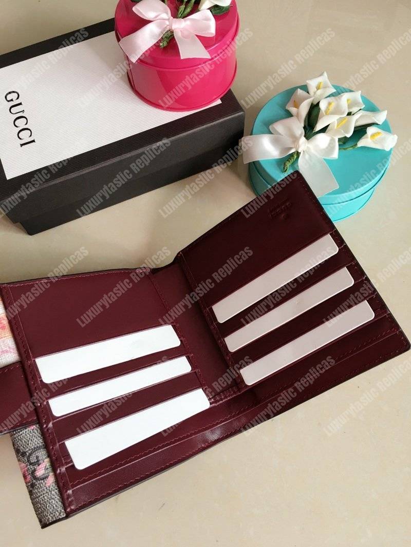 G*u*i gg blooms french flap wallet pink