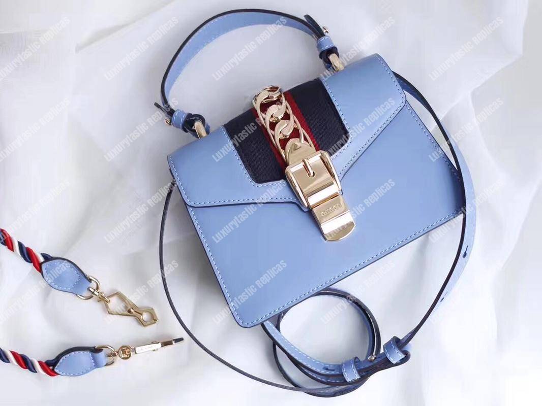 G*u*i sylvie leather mini bag light blue