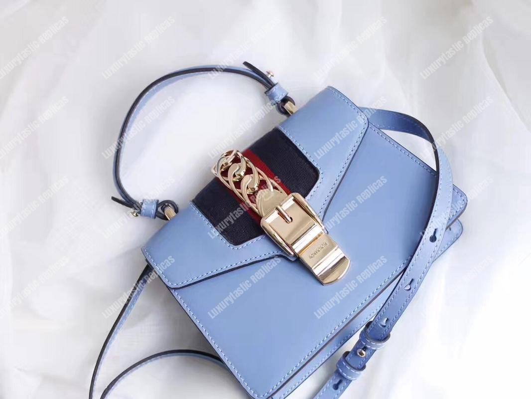 G*u*i sylvie leather mini bag light blue