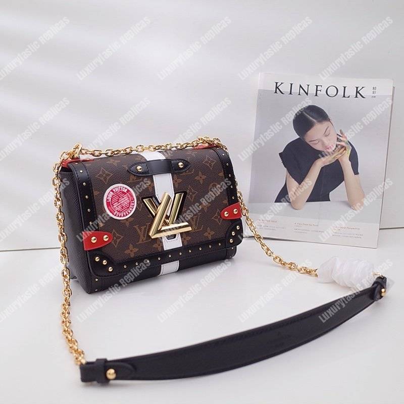 LV Twist MM Epi Leather With Monogram Canvas Black