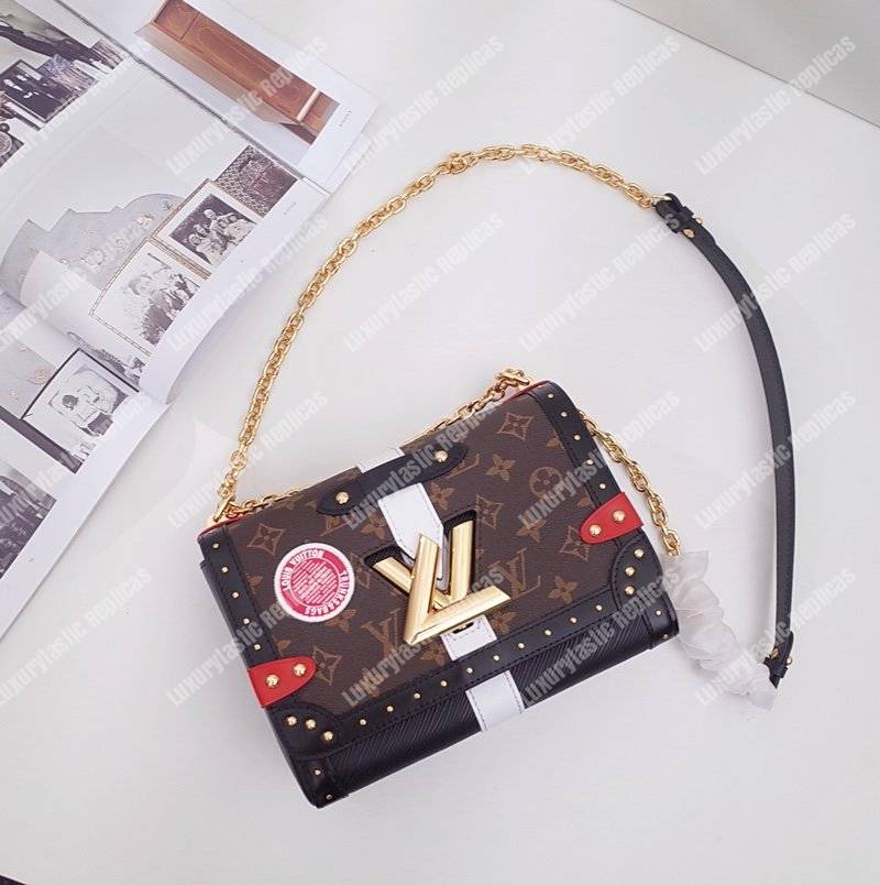 LV Twist MM Epi Leather With Monogram Canvas Black