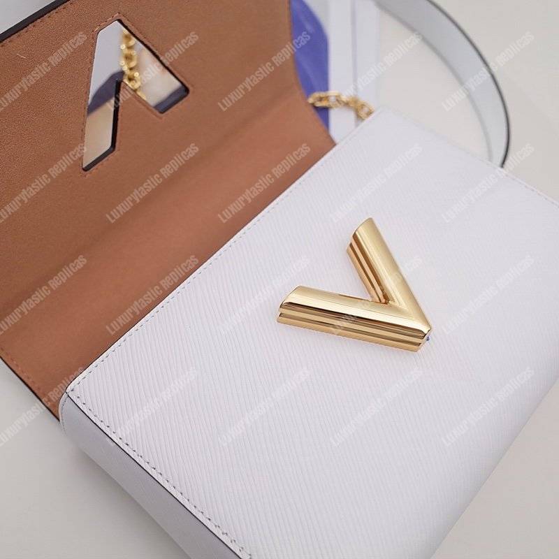 LV Twist MM Epi Leather White Gold-Colored Lock