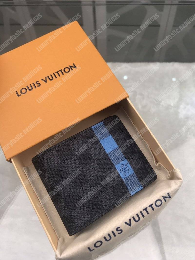 LV Slender Wallet Damier Graphite Blue Stripe