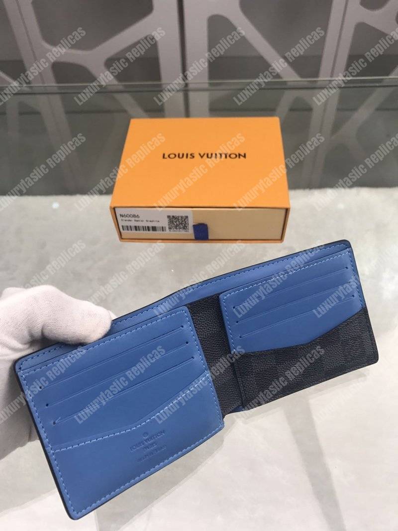 LV Slender Wallet Damier Graphite Blue Stripe
