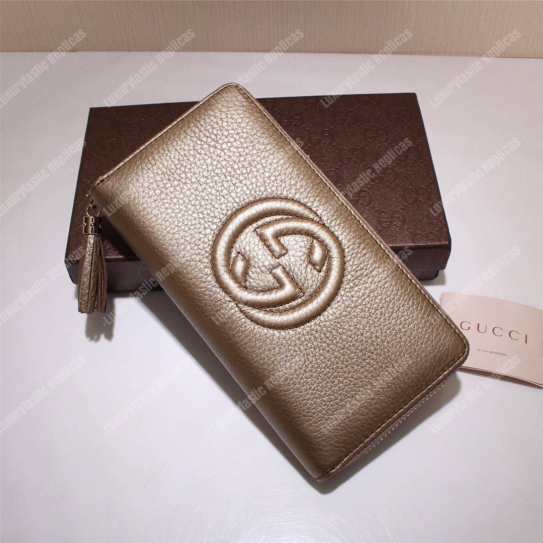 G*u*i soho zip around wallet gold