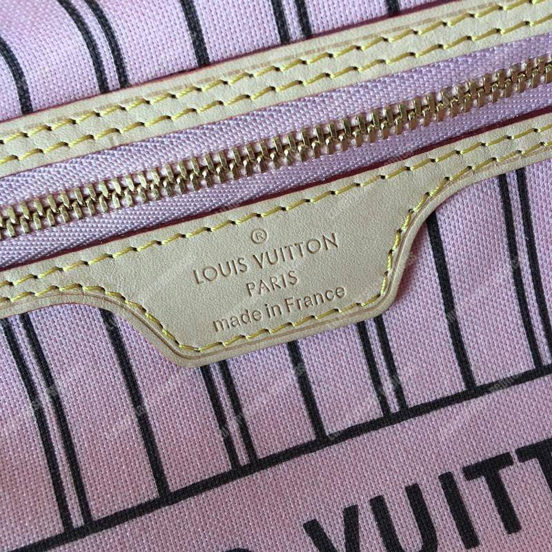LV Neverfull MM Monogram Rose Ballerine