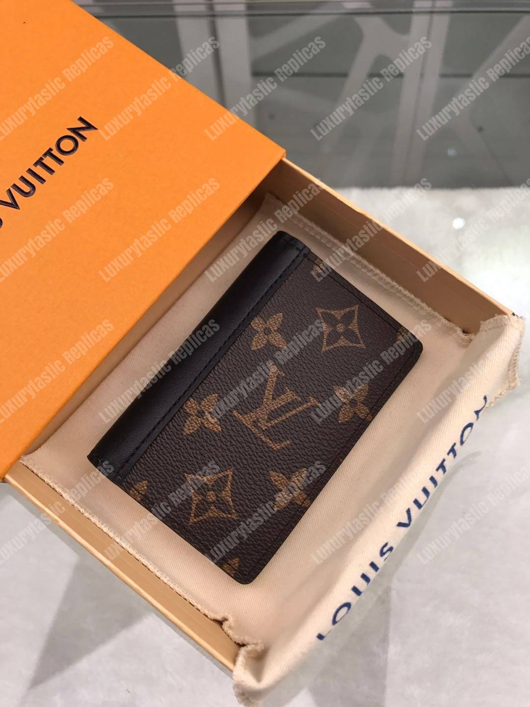 LV Pocket Organizer Monogram Macassar Canvas Black