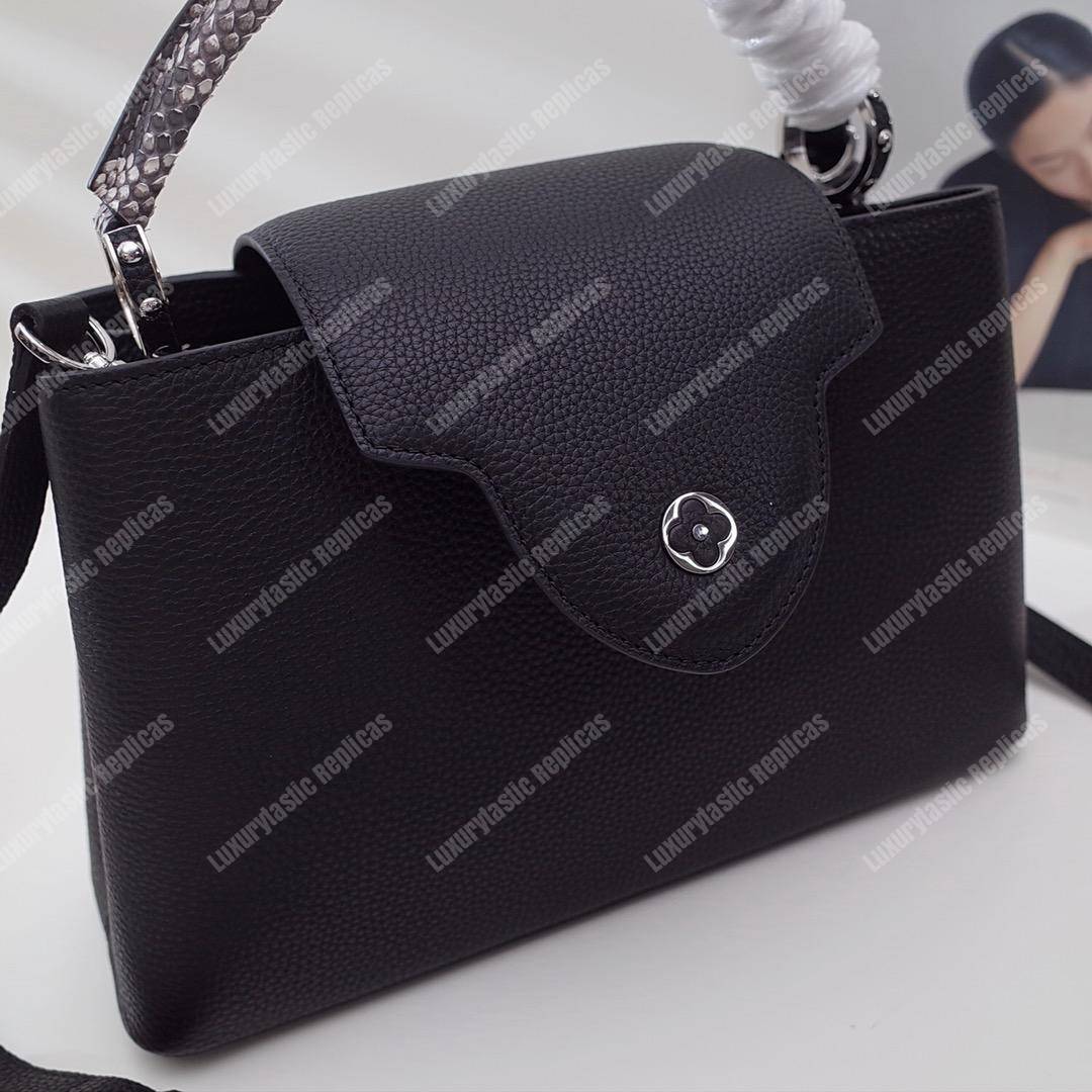 LV Capucines PM Noir Python Leather Trim