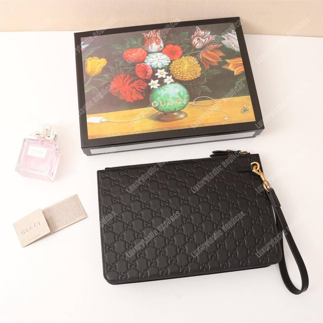 G*u*i signature leather men’s bag green red web