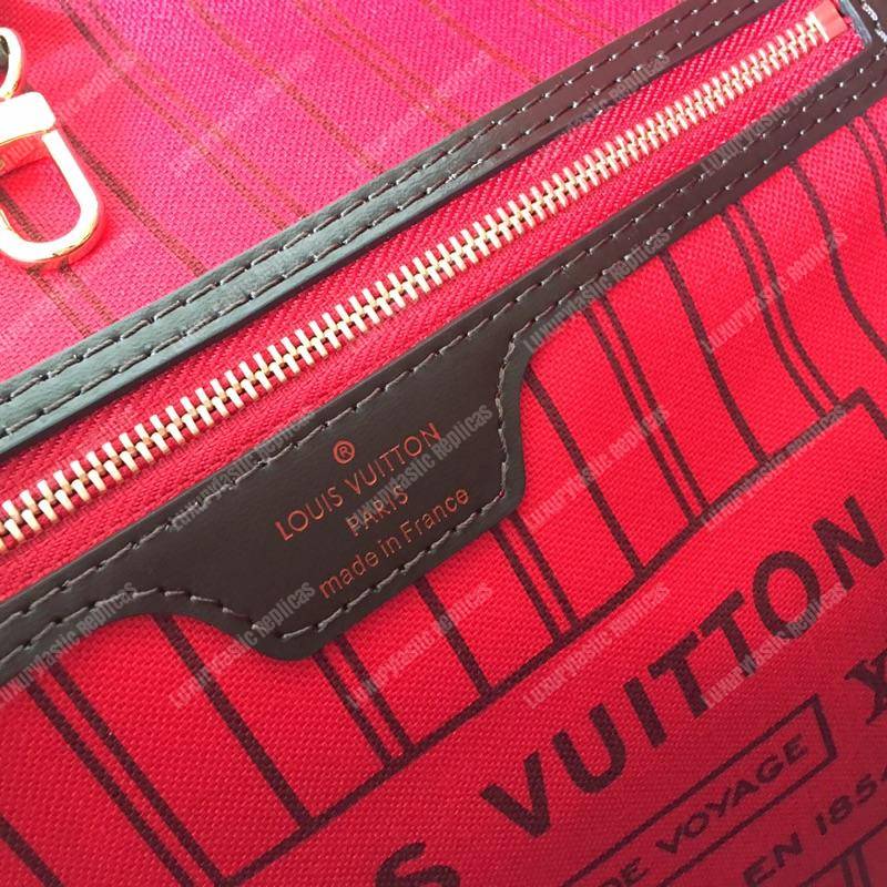 LV Neverfull MM Damier Ebene Cherise