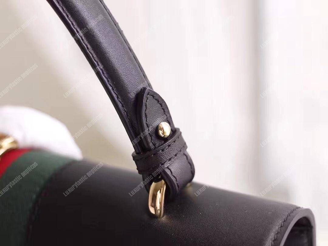 G*u*i sylvie medium top handle bag black leather