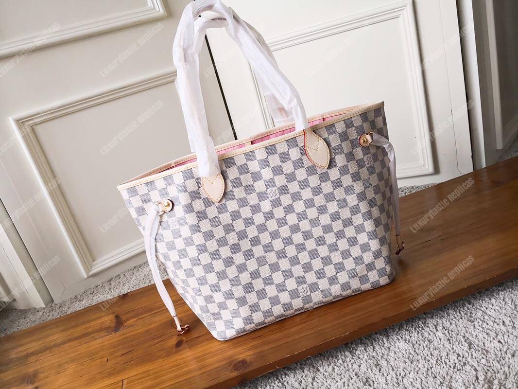 LV Neverfull MM Damier Azur Rose Ballerine