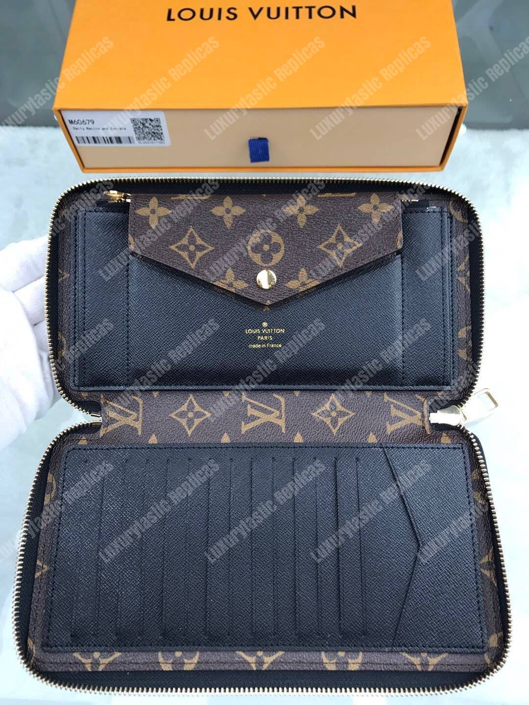 LV Daily Organizer Wallet Monogram Macassar Noir