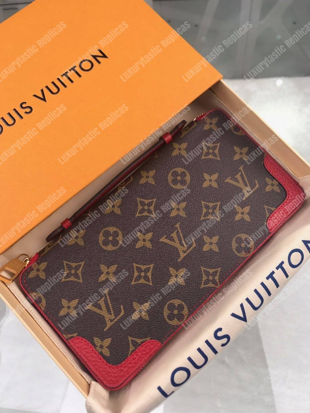 LV Daily Organizer Wallet Monogram Macassar Cerise