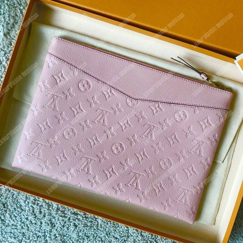LV Daily Pouch Monogram Empreinte Rose Poudre