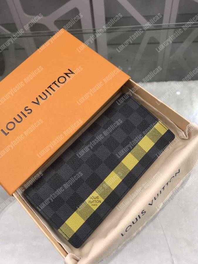 LV Brazza Wallet Damier Graphite Yellow Stripe