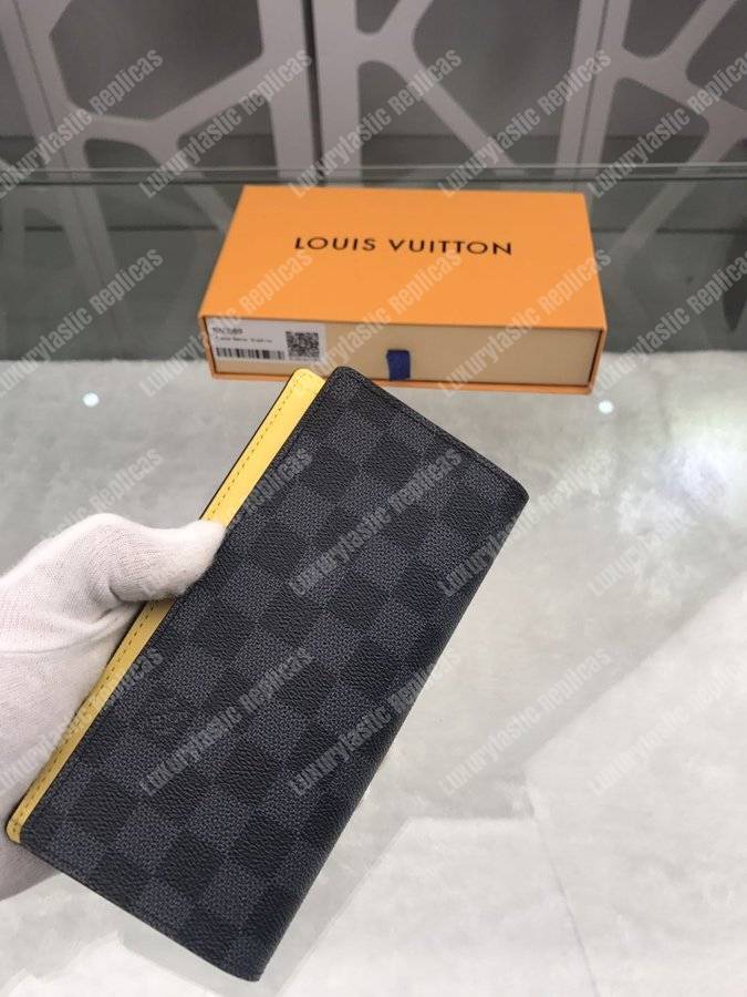 LV Brazza Wallet Damier Graphite Yellow Stripe