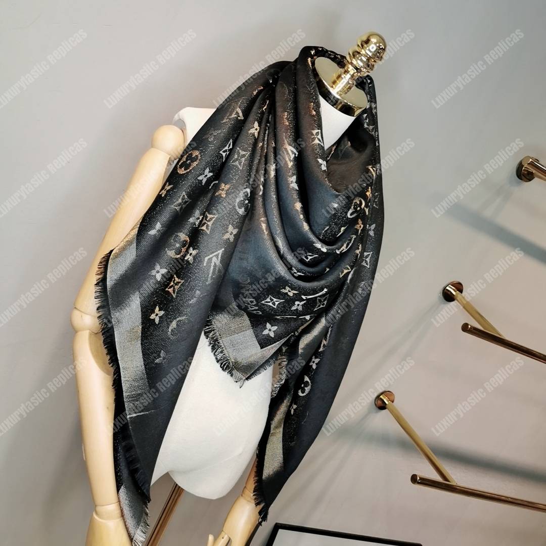 LV Monogram Shine Shawl Black