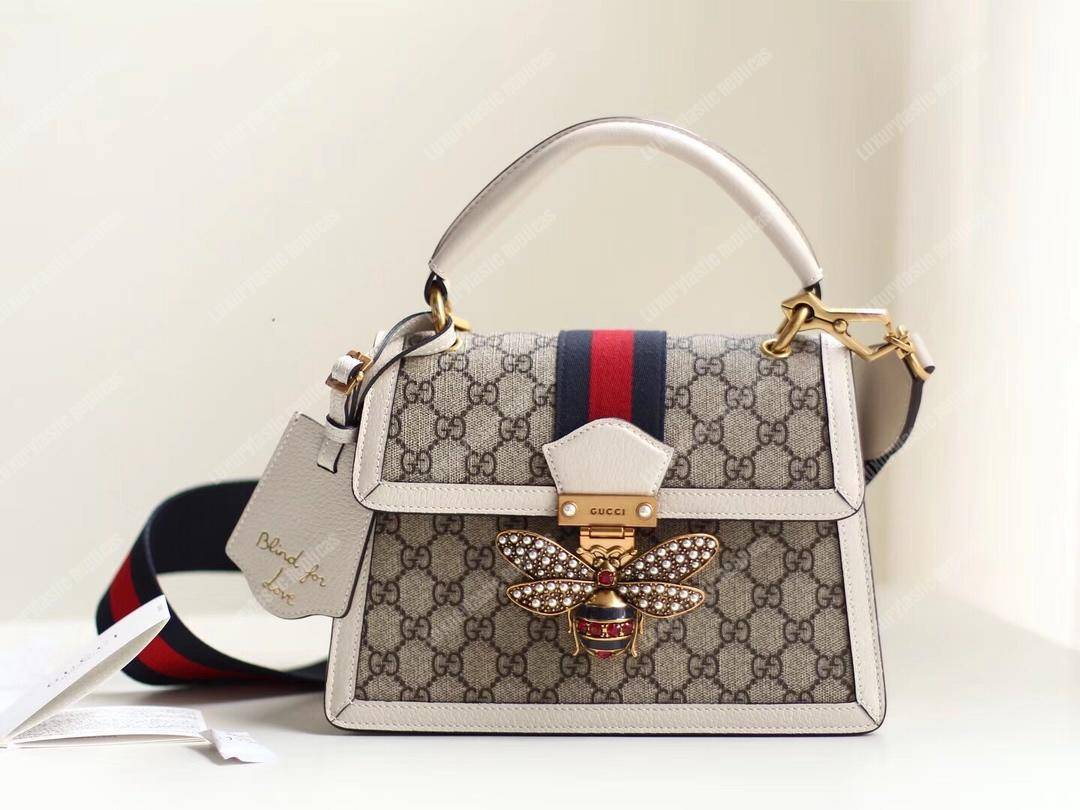 G*u*i queen margaret gg small top handle bag white