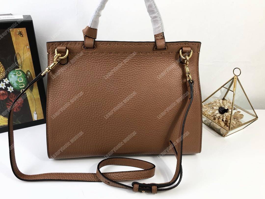 G*u*i gg marmont small top handle bag lightweight leather brown