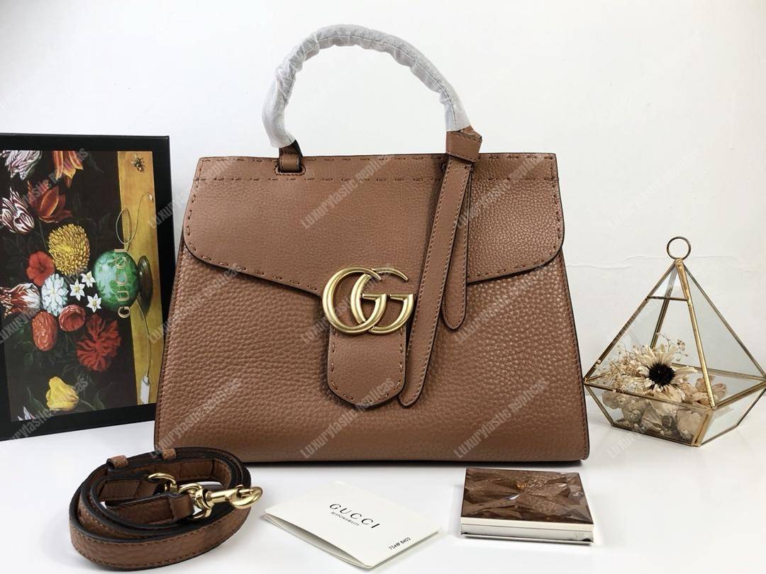 G*u*i gg marmont small top handle bag lightweight leather brown