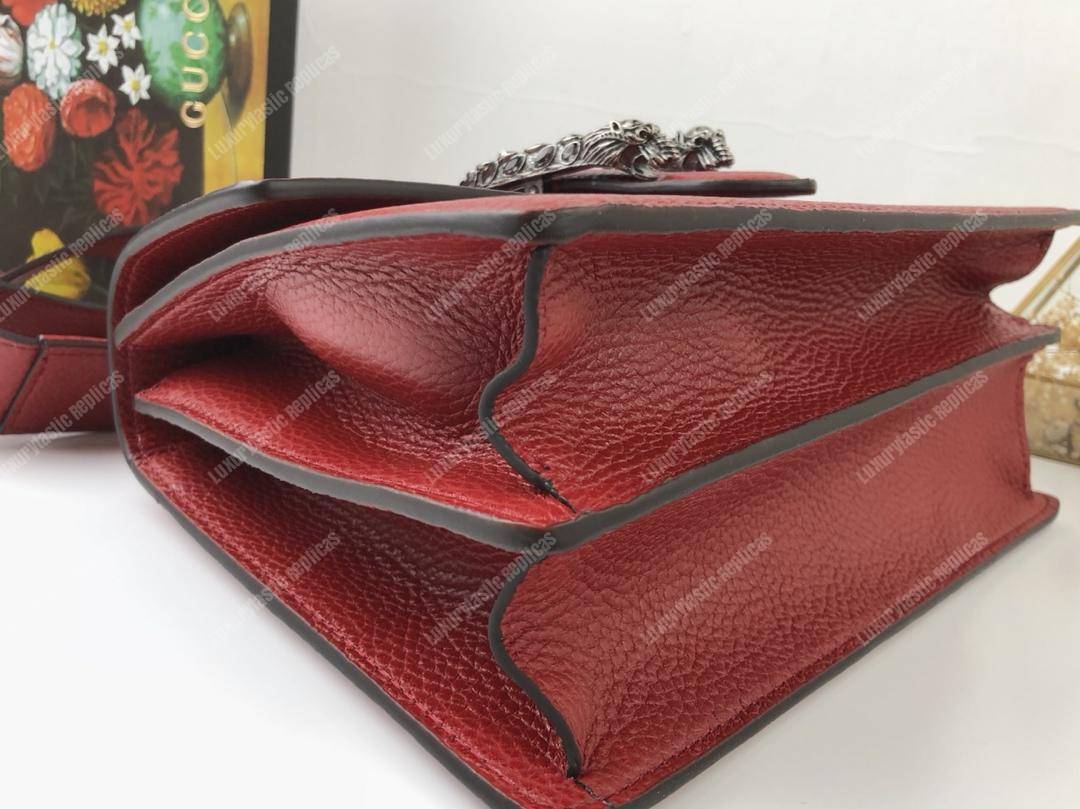 G*u*i dionysus medium grainy leather bamboo top handle bag red