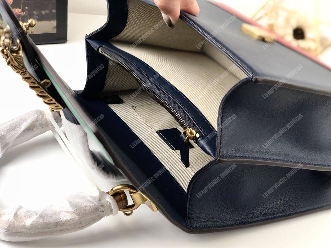 G*u*i dionysus medium smooth leather bamboo top handle bag blue/green/red