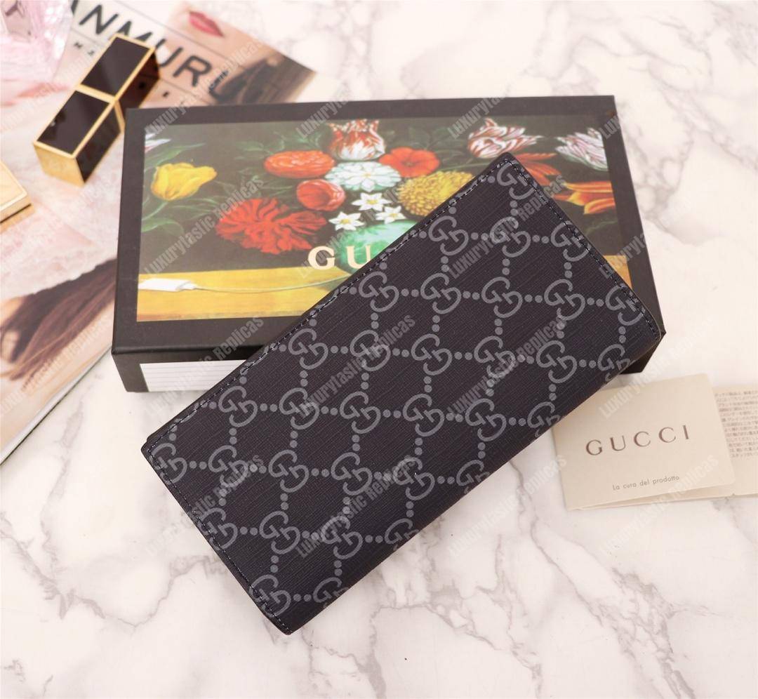 G*u*i kingsnake print gg sup*e long wallet black