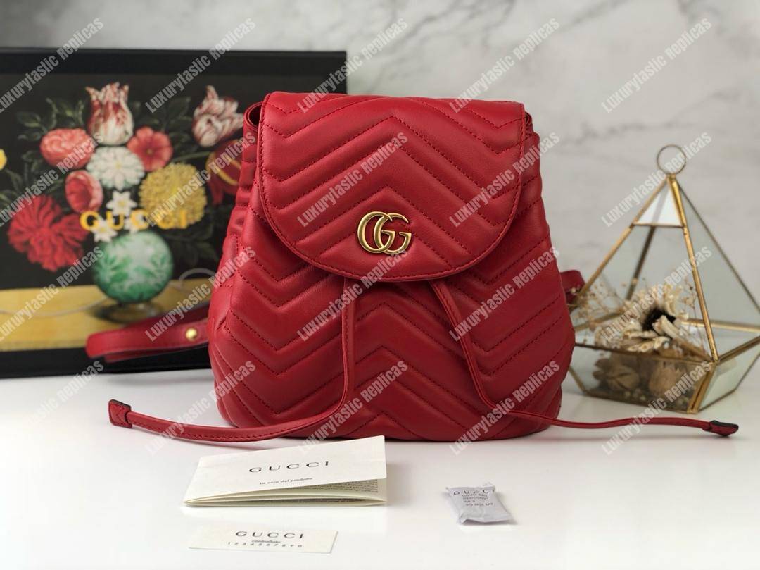 G*u*i gg matelassé marmont backpack bag hibiscus red