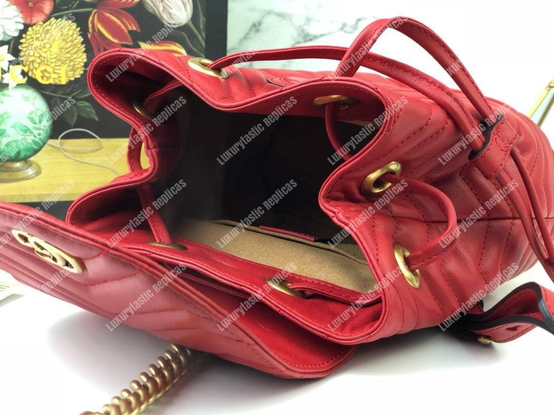 G*u*i gg matelassé marmont backpack bag hibiscus red