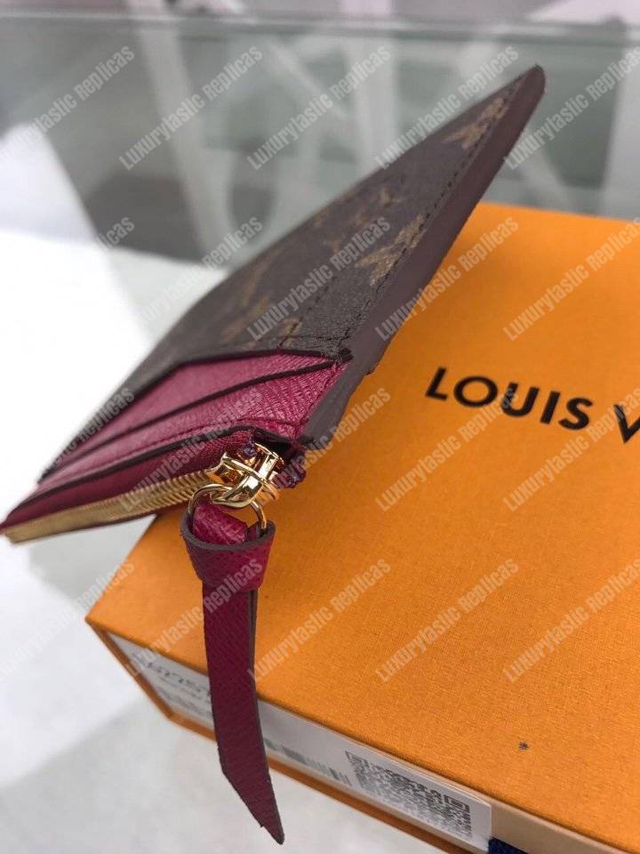 LV Zipped Card Holder Monogram Fuchsia Pink