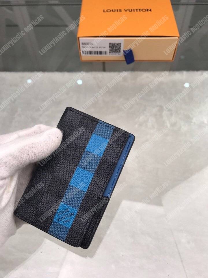 LV Pocket Organizer Damier Graphite Blue Stripe