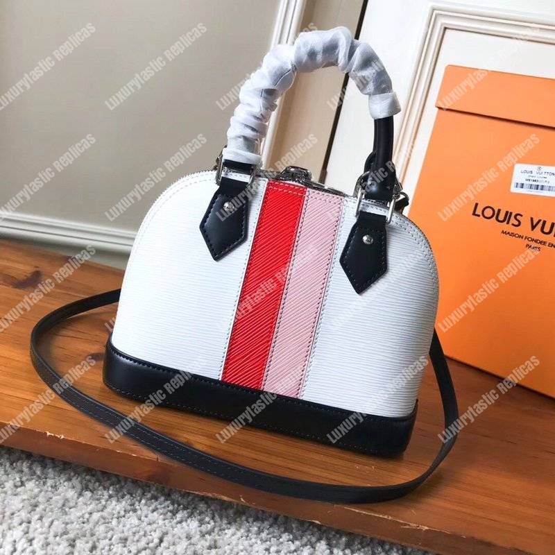 LV Alma BB Epi Leather Two-Tone White