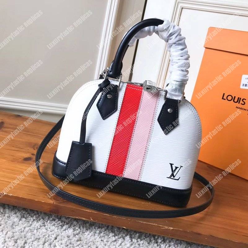 LV Alma BB Epi Leather Two-Tone White