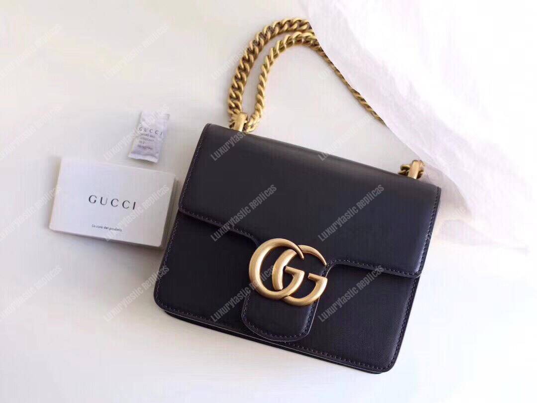 G*u*i gg small marmont leather shoulder bag black