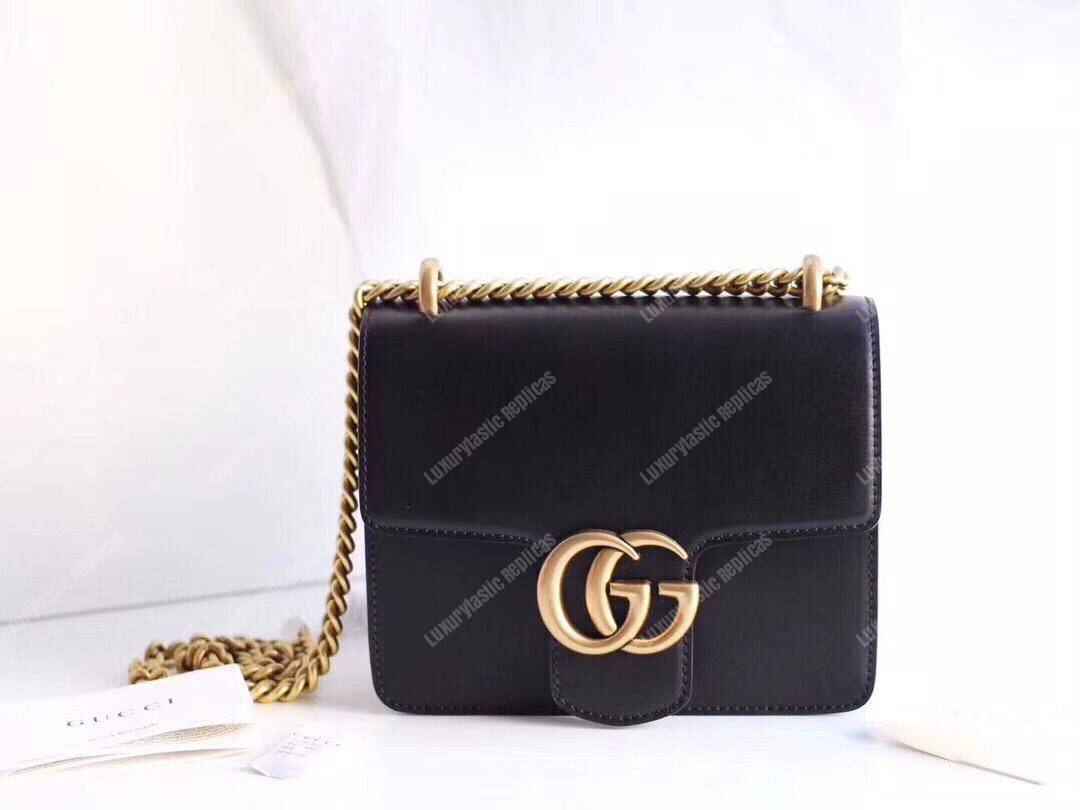 G*u*i gg small marmont leather shoulder bag black
